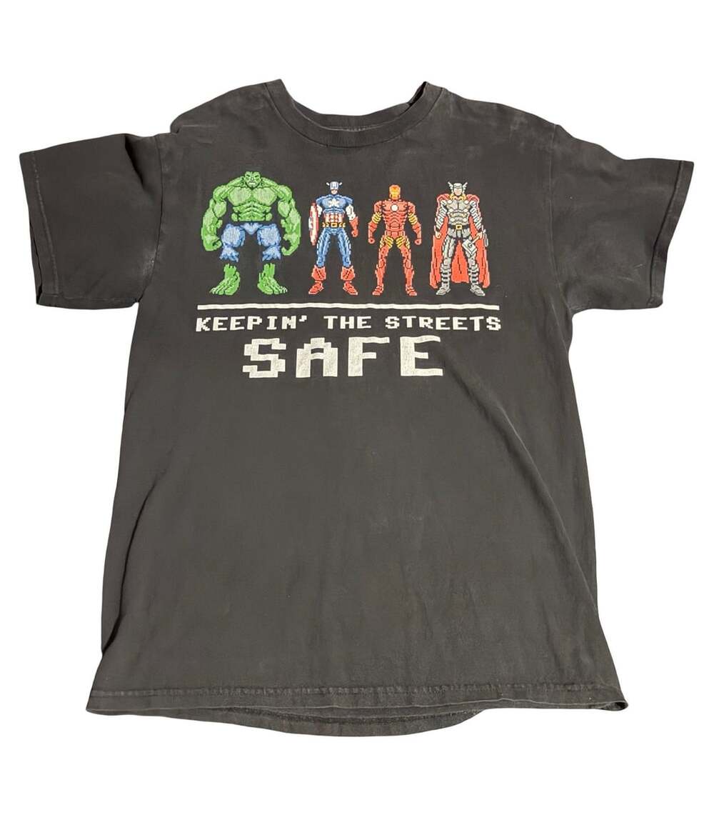 Marvel The Avengers Graphic 8 Bit T Shirt Keepin The Streets Safe